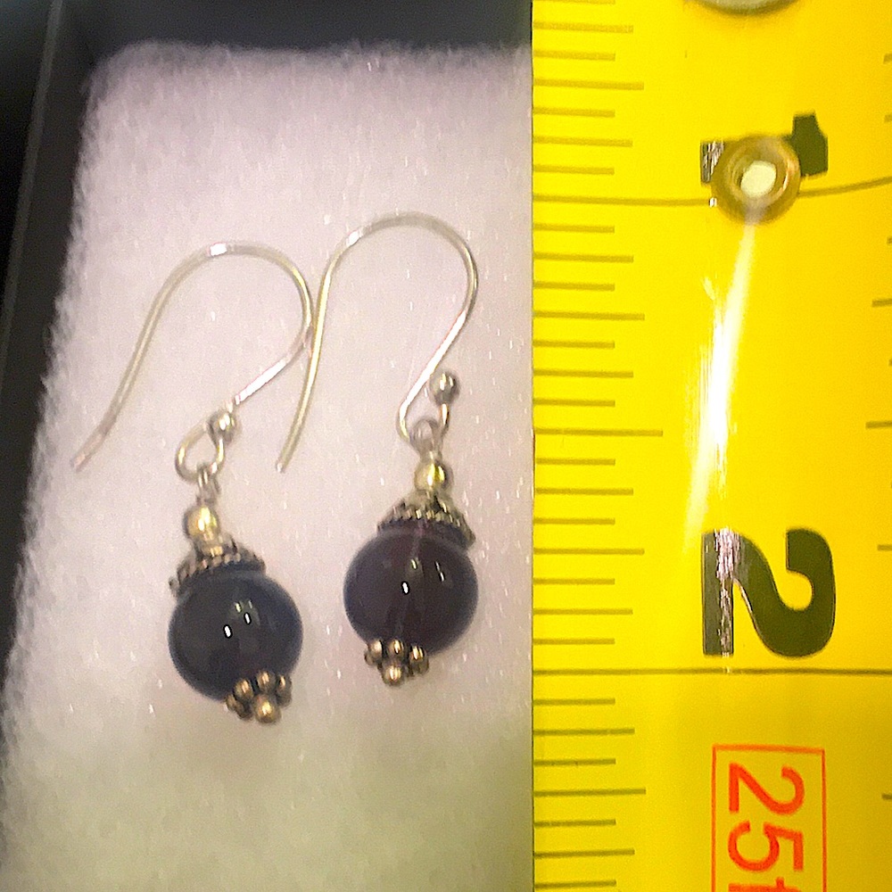 Amethyst & Sterling Silver Dangle Indian Boho Earrings - Picture 4 of 6
